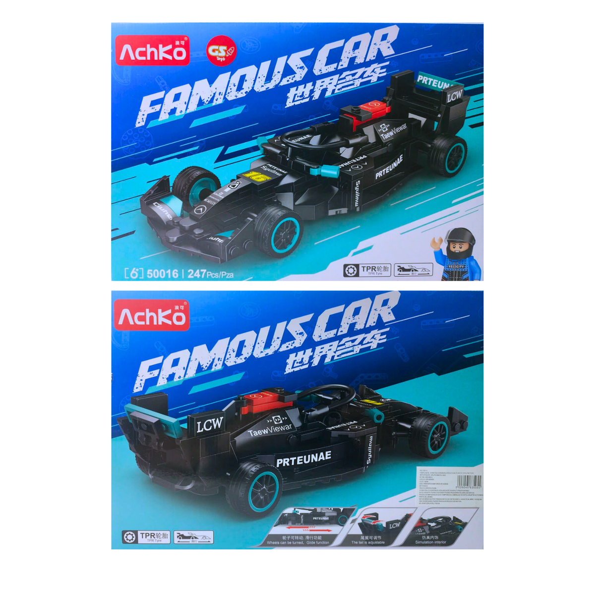 Carro De Carreras De Formula De 247 Fichas Bloques Armables