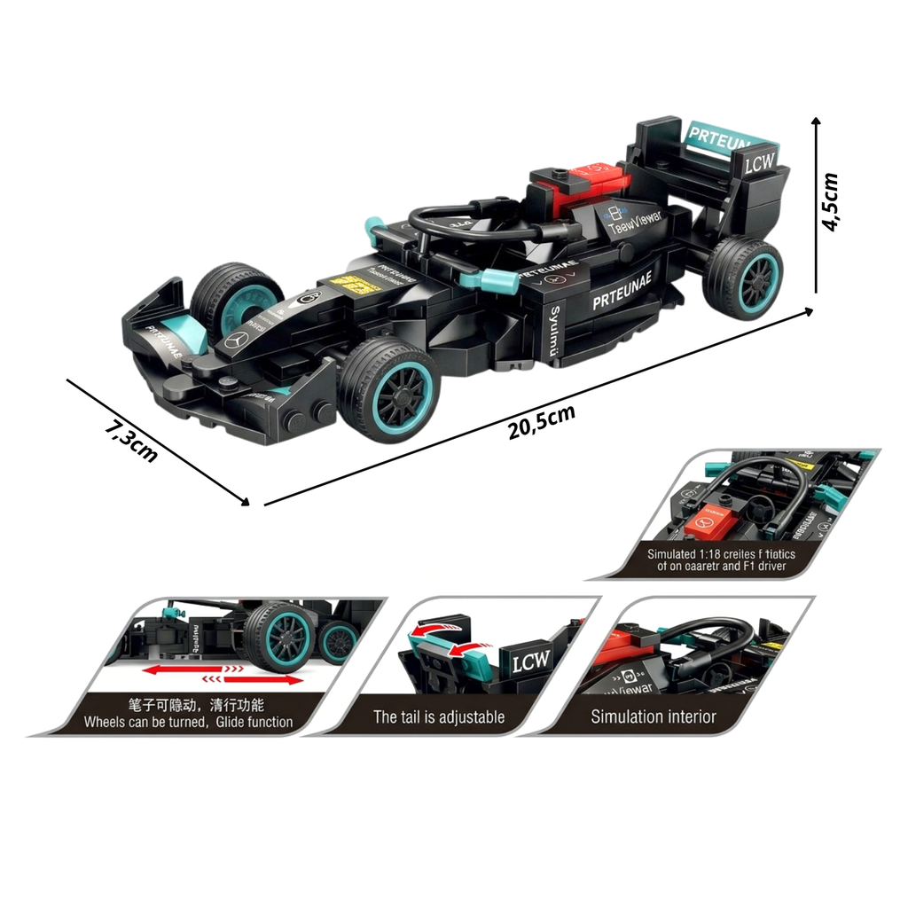 Carro De Carreras De Formula De 247 Fichas Bloques Armables