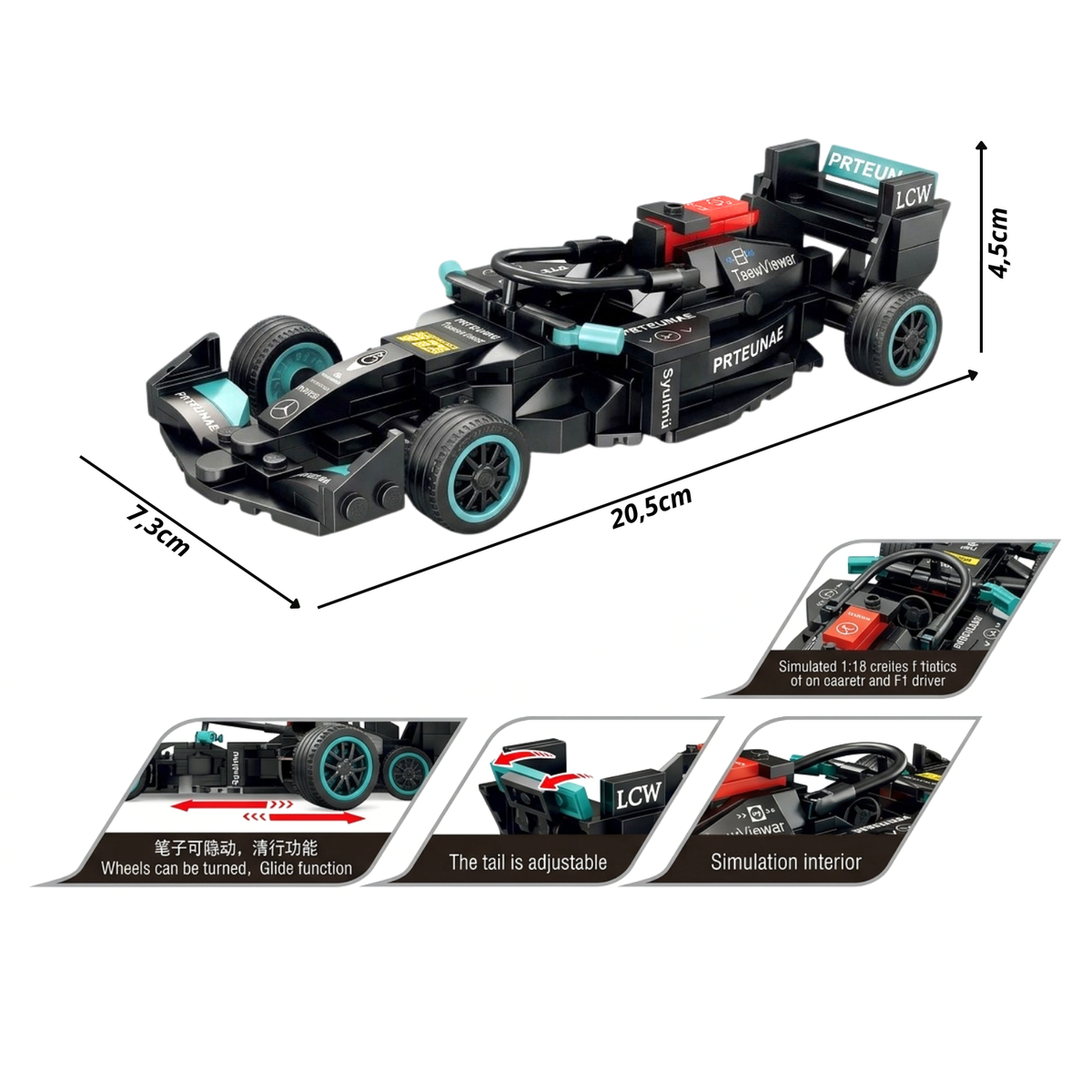 Carro De Carreras De Formula De 247 Fichas Bloques Armables