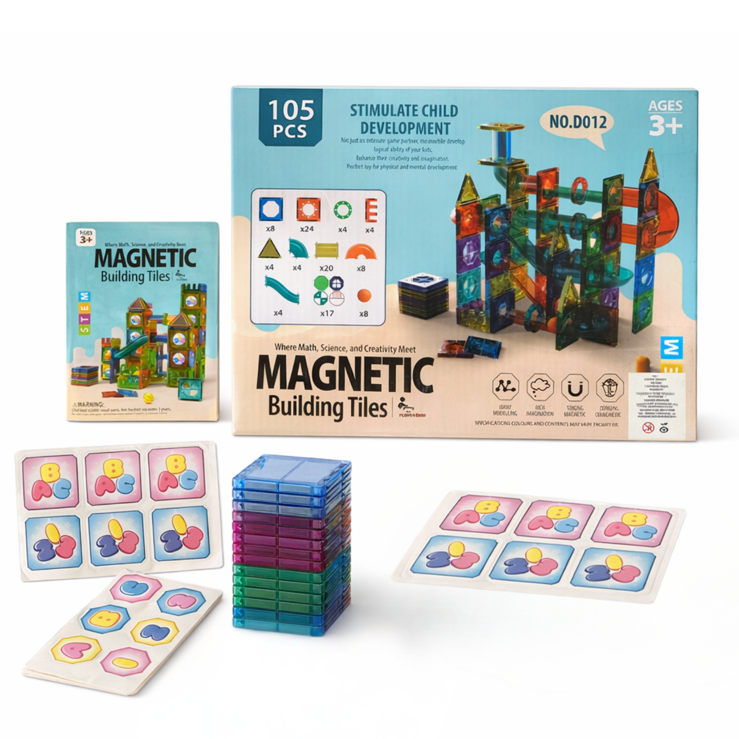 105 Bloques Fichas Magnéticas Piezas / Juguete De Construccion