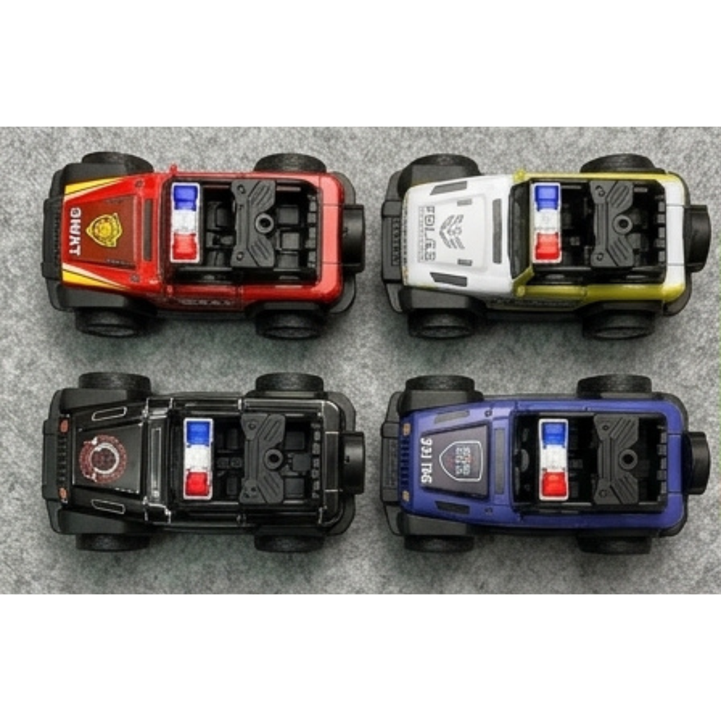Juego De Camionetas 4x4 Policia De Impulso Set X4