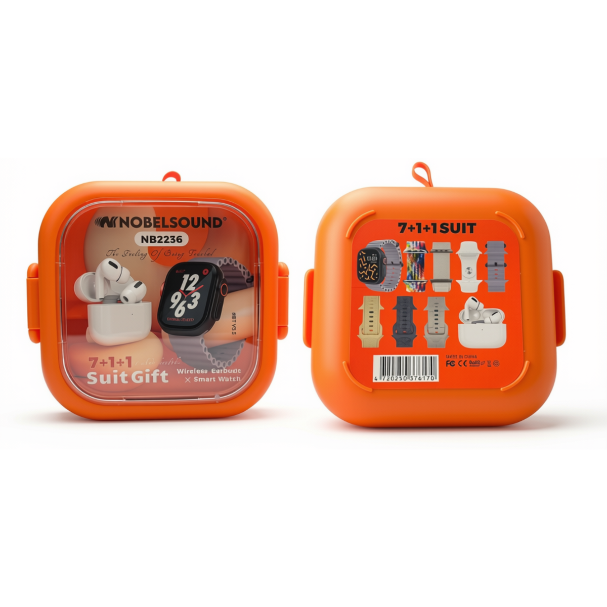 Combo Reloj inteligente y Audífonos + 7 Correas Y Estuche Naranja