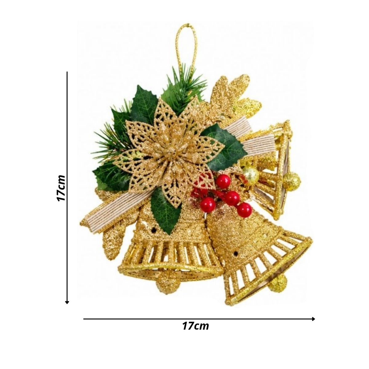Adorno Campana Navideña Brillante 17 Cm X2 Unidades
