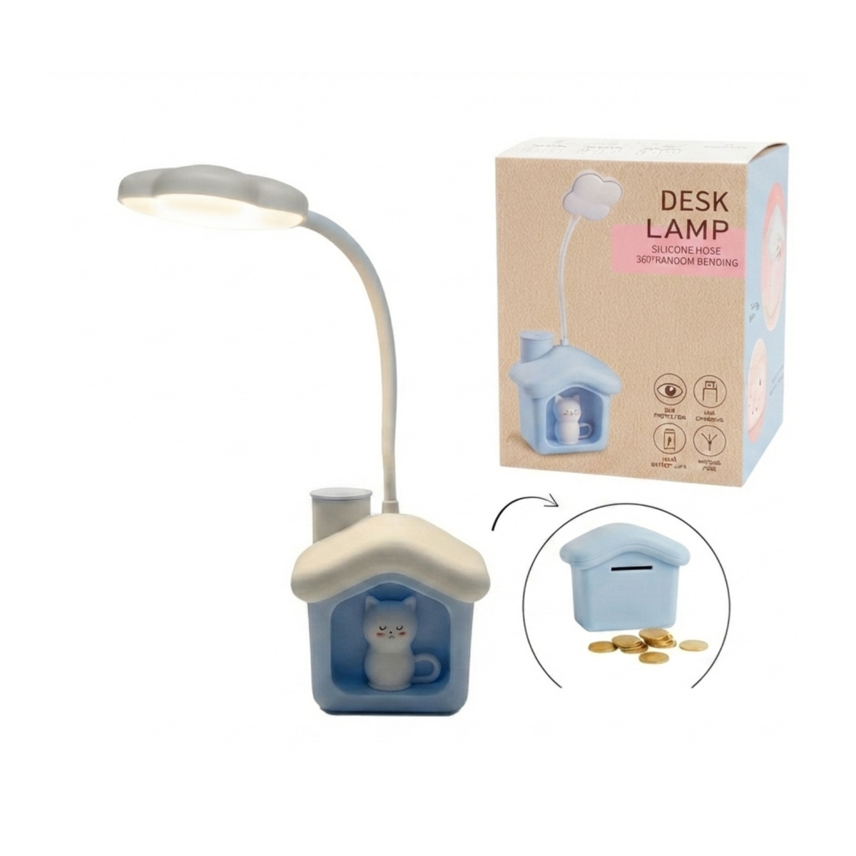 Lampara Led De Mesa Casita 3 en 1