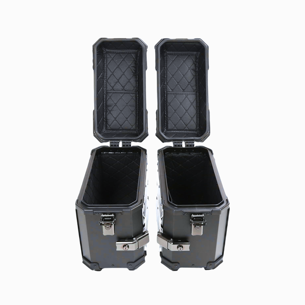 Maletero Lateral de Lujo Profesional MJW de 38 Litros Aluminio Negro