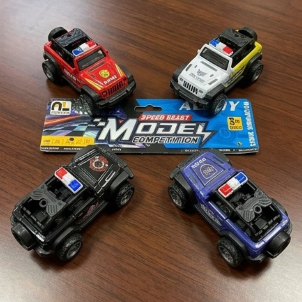 Juego De Camionetas 4x4 Policia De Impulso Set X4