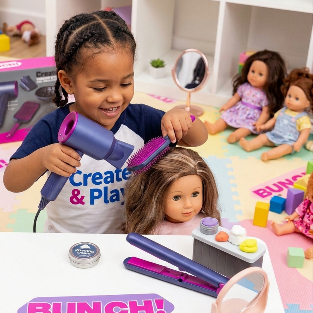 Set Peluquería Infantil 3 En 1 Secador Plancha Y Accesorios