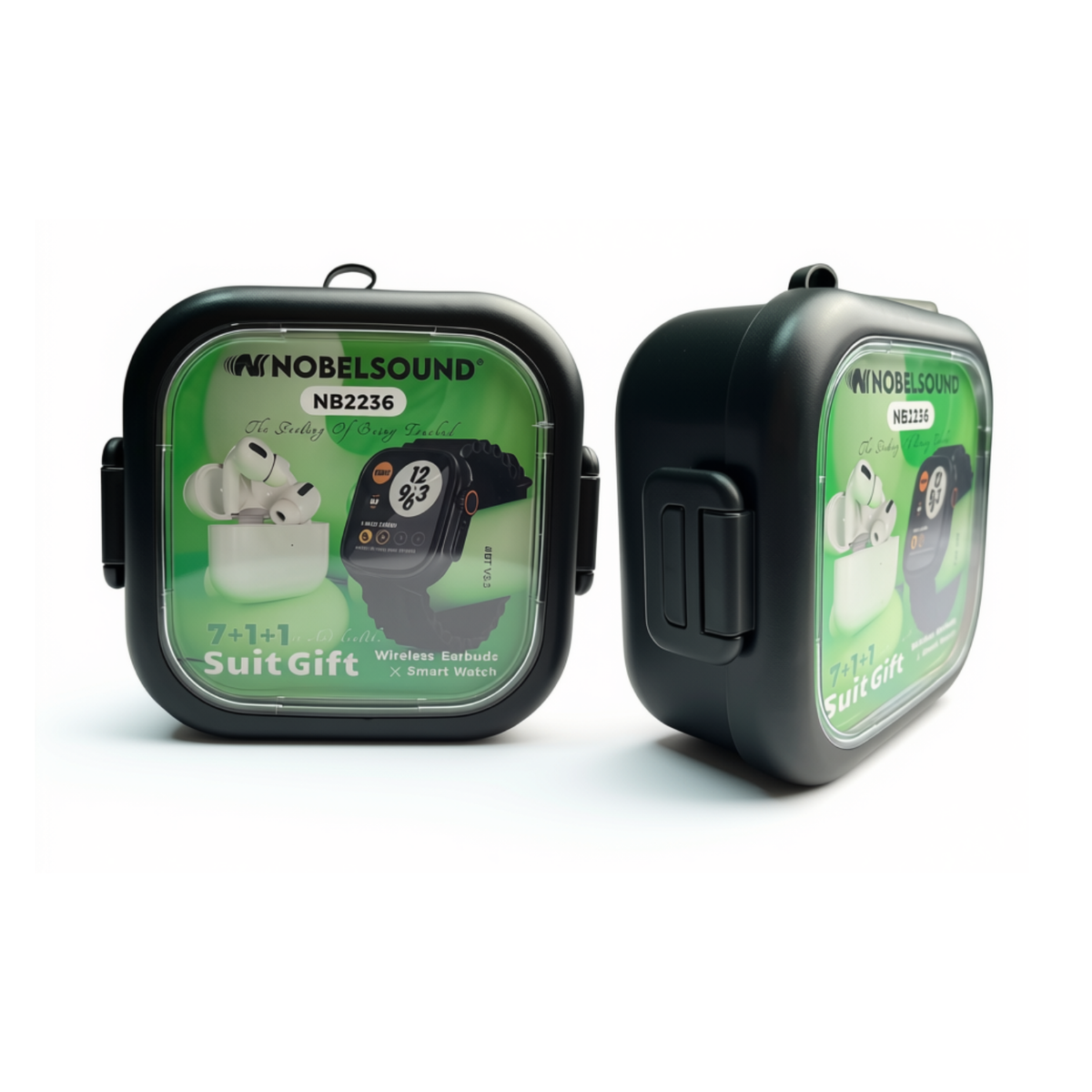 Combo Reloj inteligente y Audífonos + 7 Correas Y Estuche Negro