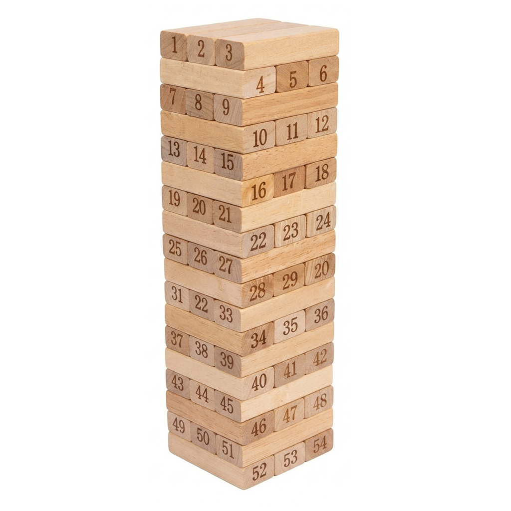 Juego Jenga De Madera Didáctico Grande 54 Piezas
