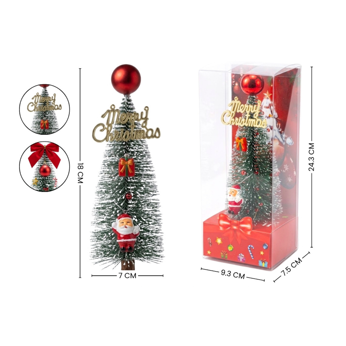 Arbol De Navidad Mini Con Papa Noel Y Luces Led Decorativas