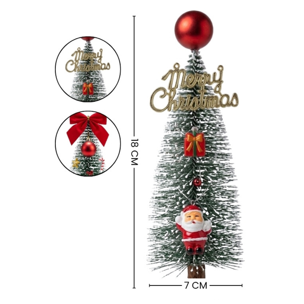 Arbol De Navidad Mini Con Papa Noel Y Luces Led Decorativas