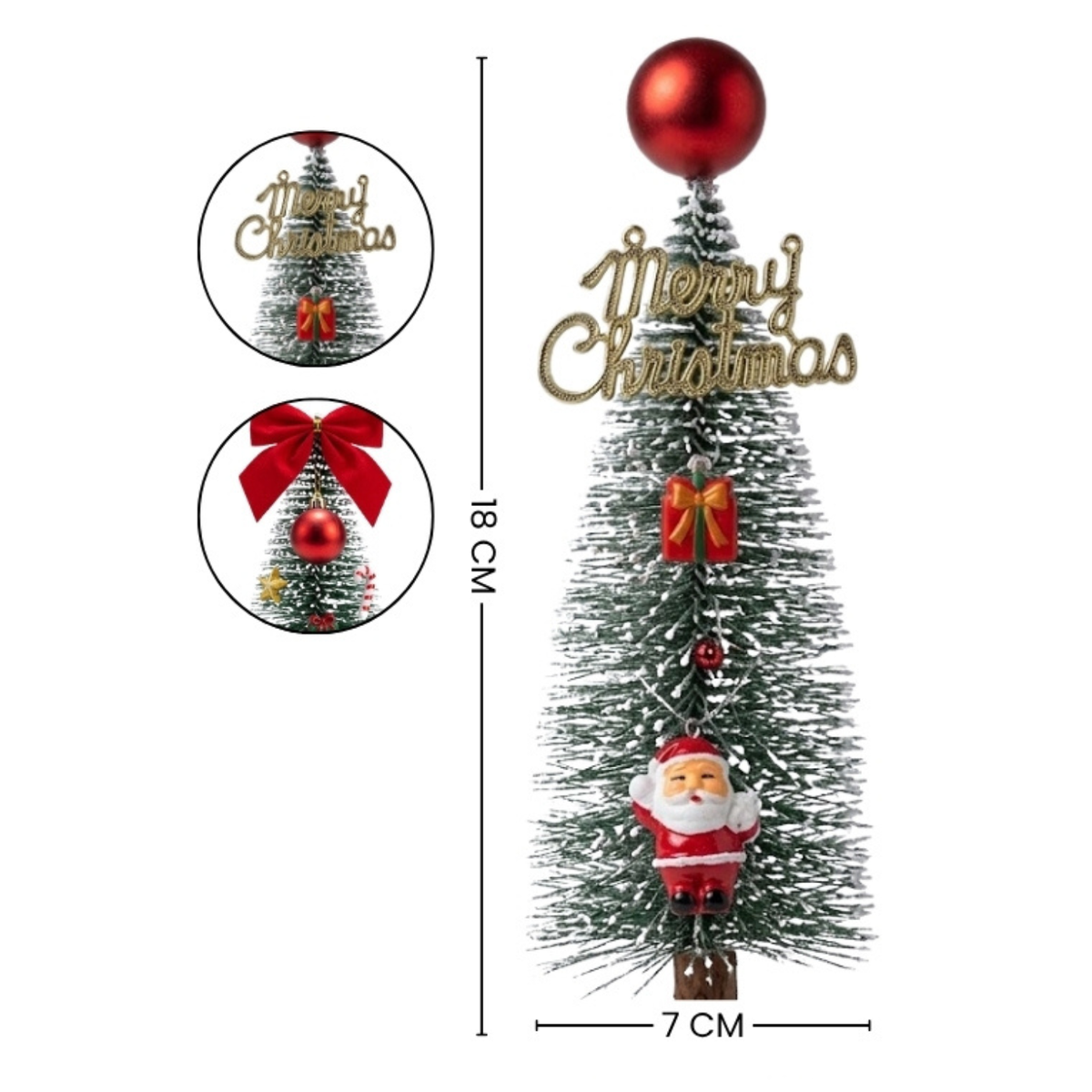 Arbol De Navidad Mini Con Papa Noel Y Luces Led Decorativas