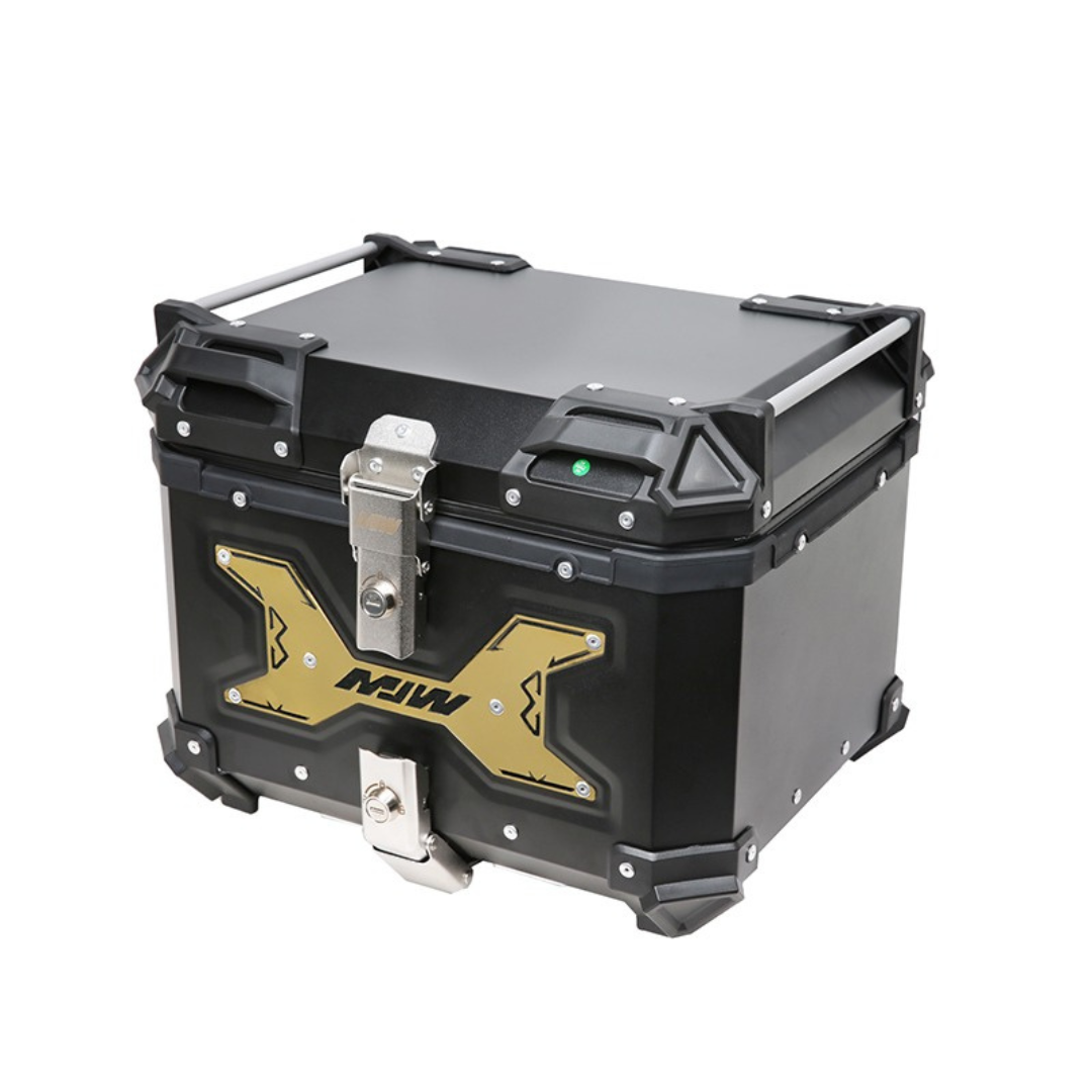 Maletero Premium MJW 45 Litros Aluminio Negro con Dorado
