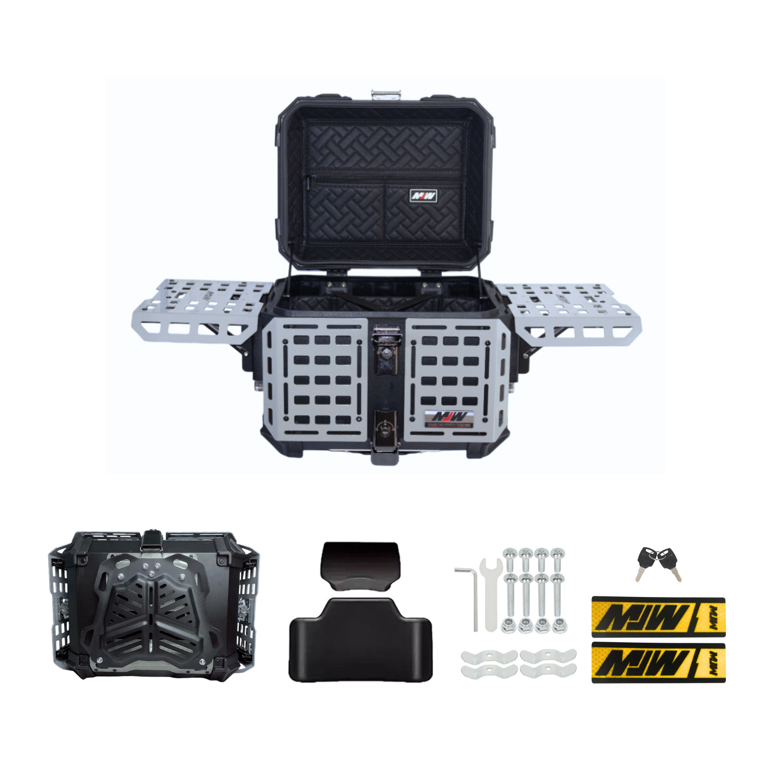 Maletero MJW Profesional 45 Litros Aluminio Blindado Negro Plata