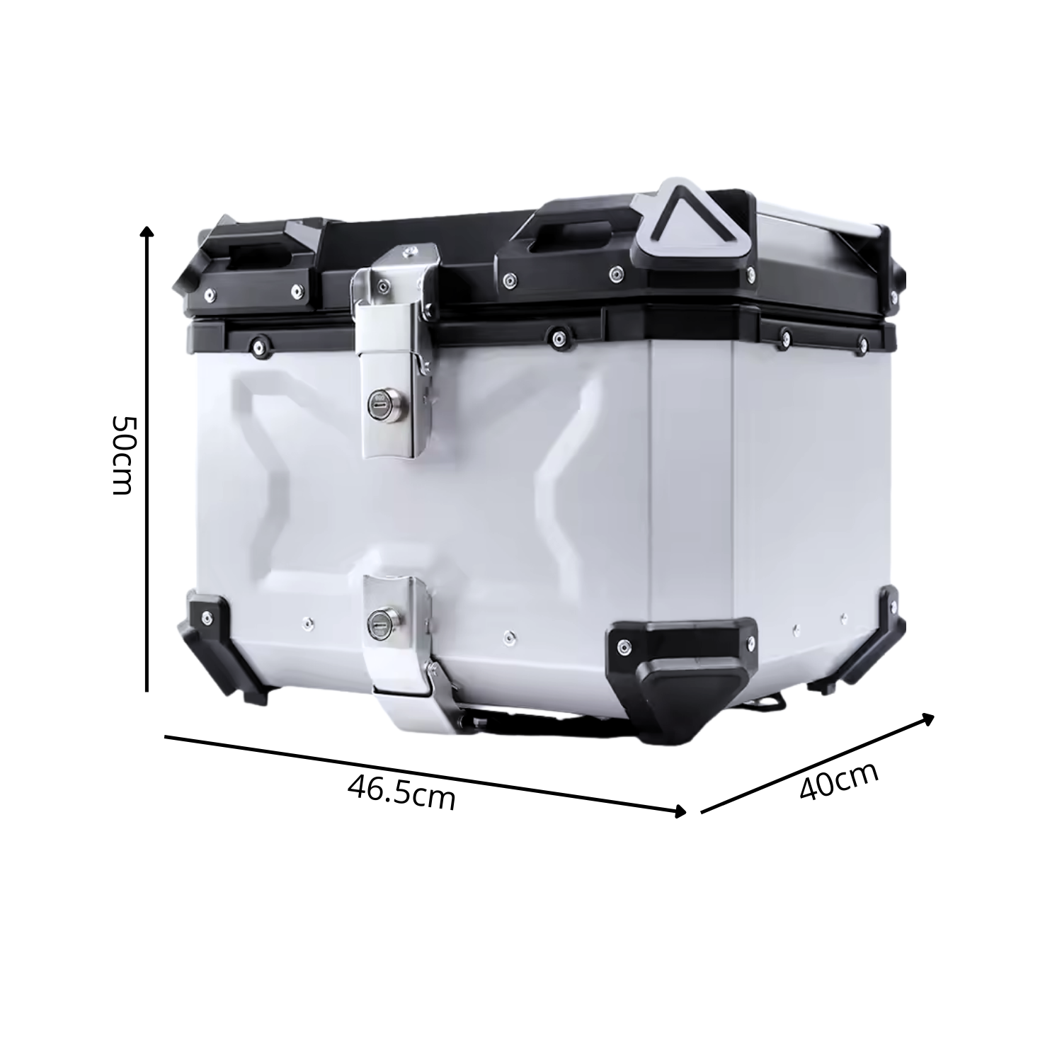 Maletero Premium Mjw 55 Litros Aluminio Plateado Con Diseño