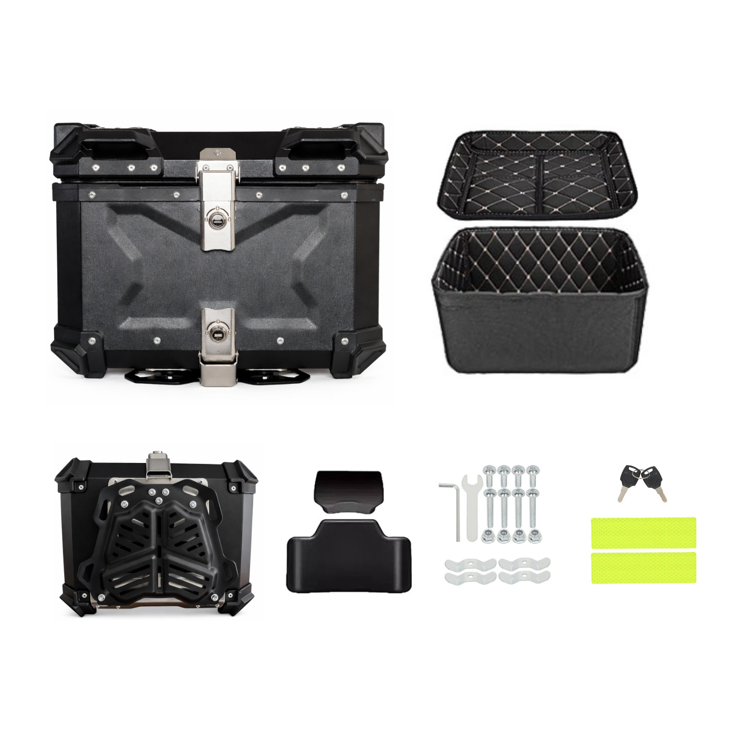 Maletero Premium MJW 55 Litros Aluminio Negro Con Diseño