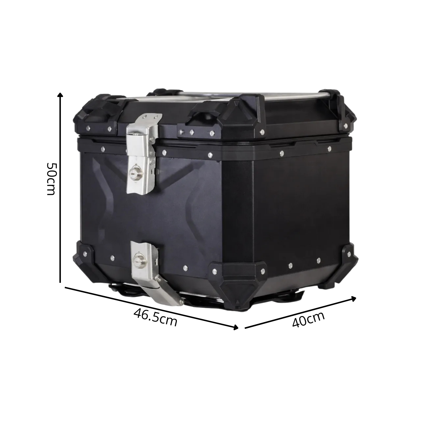 Maletero Premium MJW 55 Litros Aluminio Negro Con Diseño