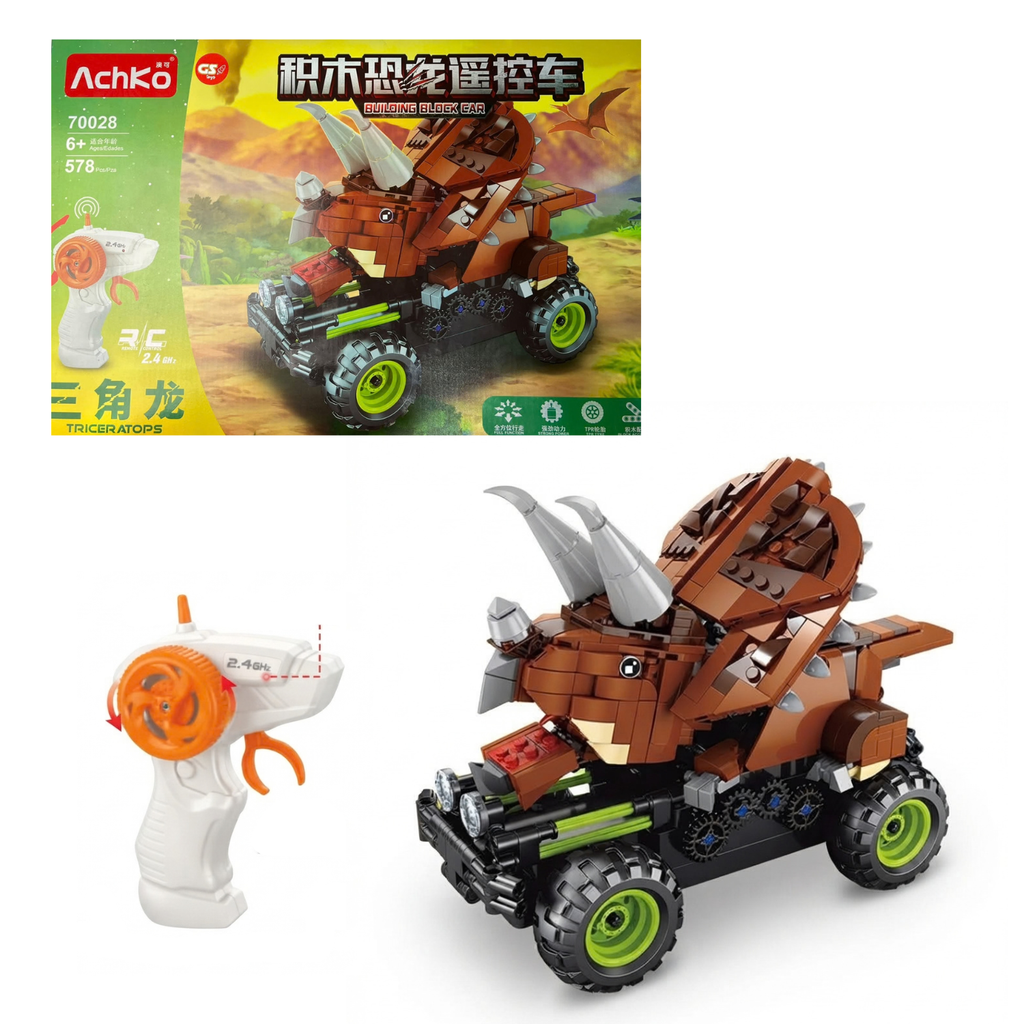 Carro Control Remoto Armable Dinosaurio Tricertatops 578 Pcz