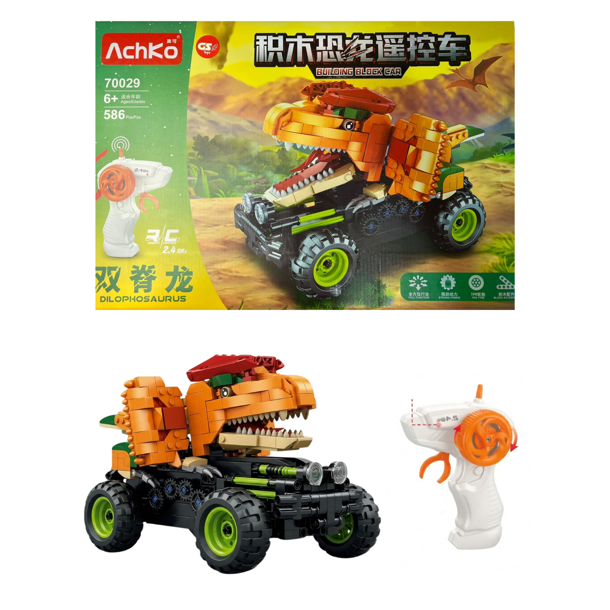 Carro A Control Remoto Armable Dinosaurio De 586 Piezas