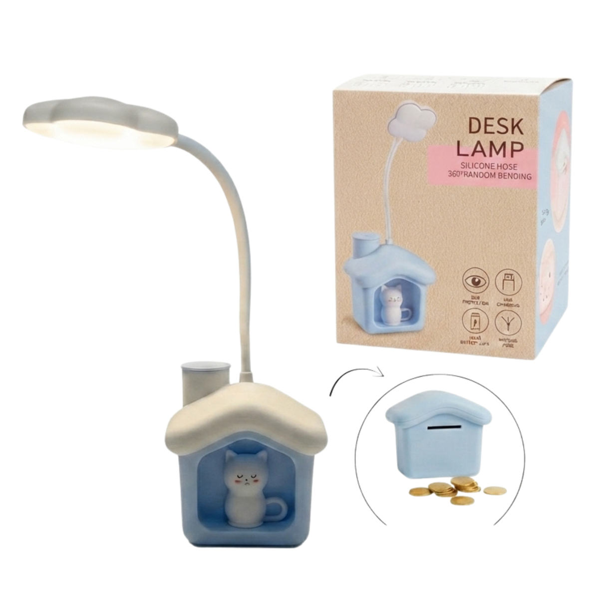Lampara Led De Mesa Casita 3 en 1