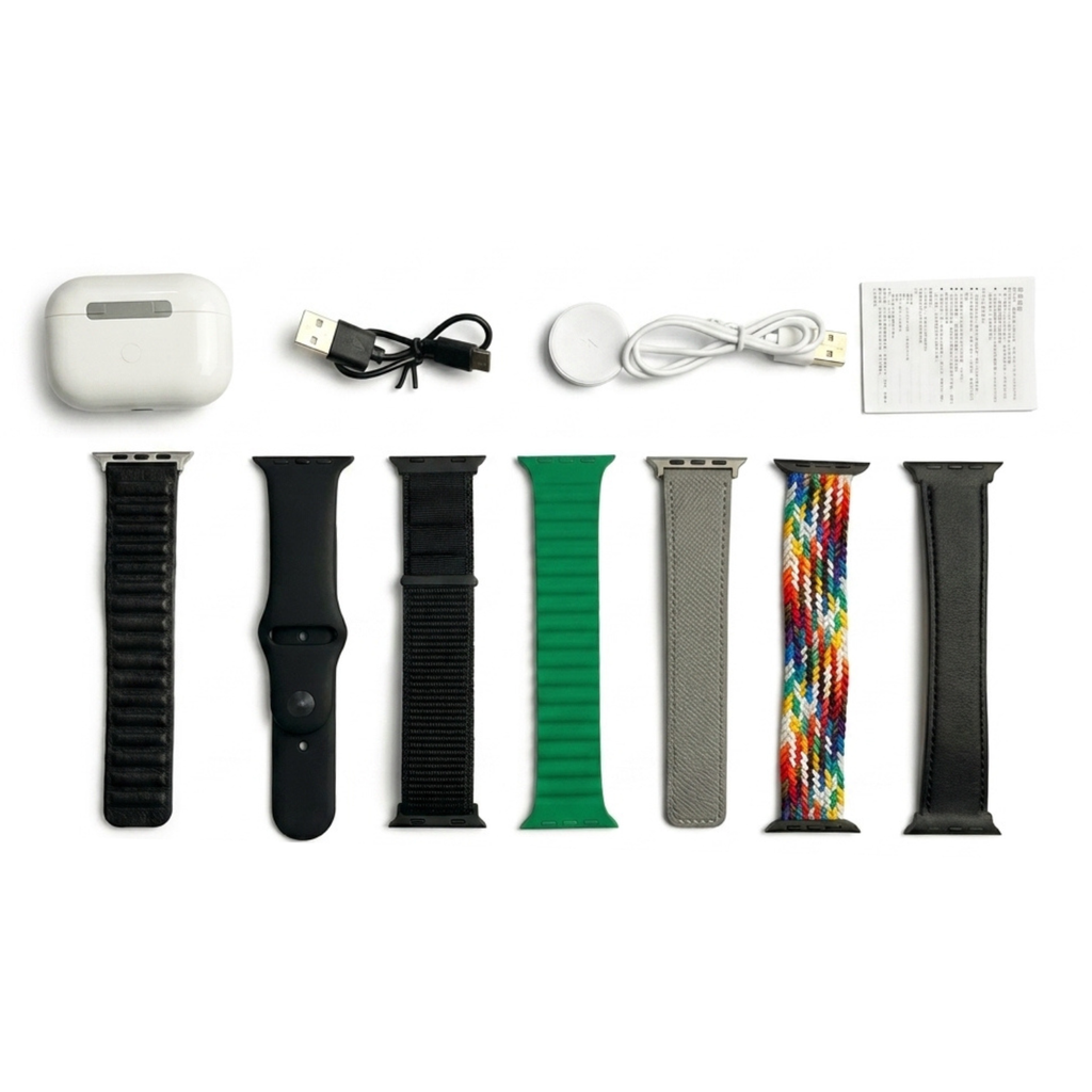 Combo Reloj inteligente y Audífonos + 7 Correas Y Estuche Naranja