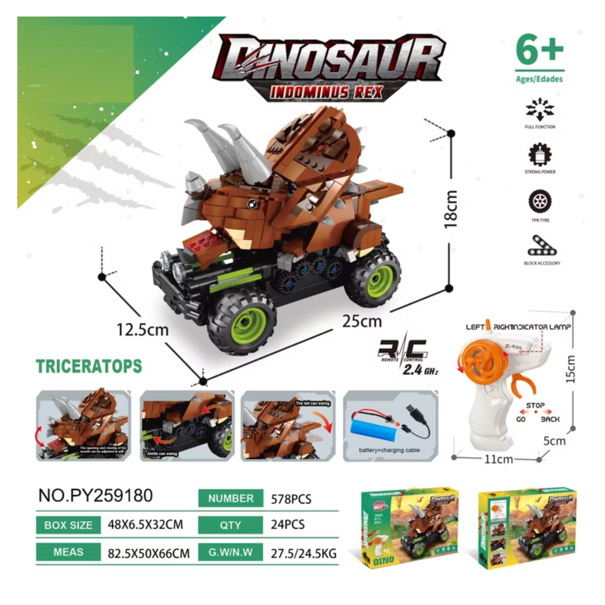 Carro Control Remoto Armable Dinosaurio Tiranosaurio Rex 576