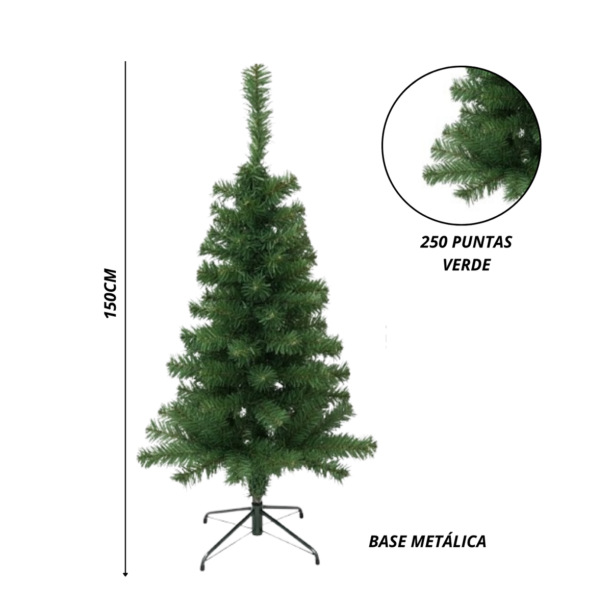 Árbol De Navidad Esponja 150 Cm Tipo Pino De 160 Ramas