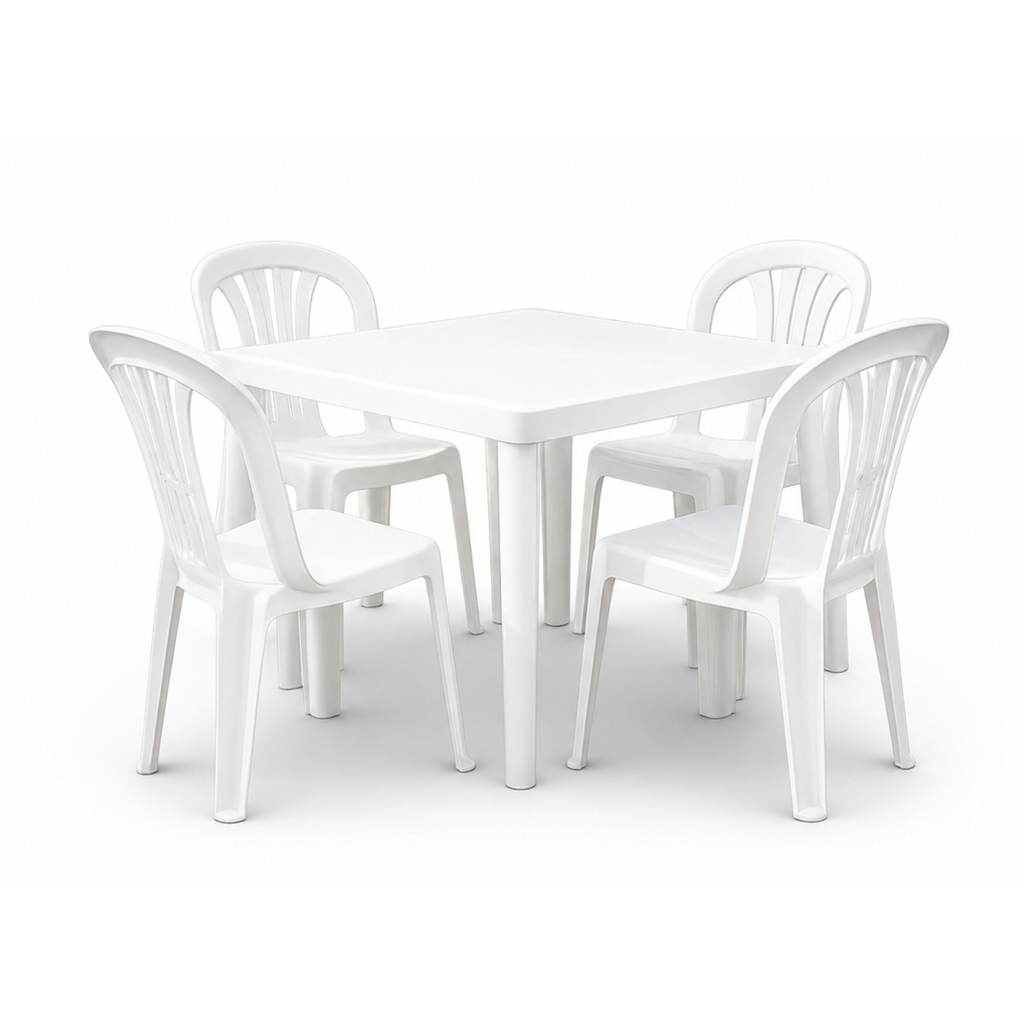 Combo Mesa + 4 Sillas Marca Brisna Blanco