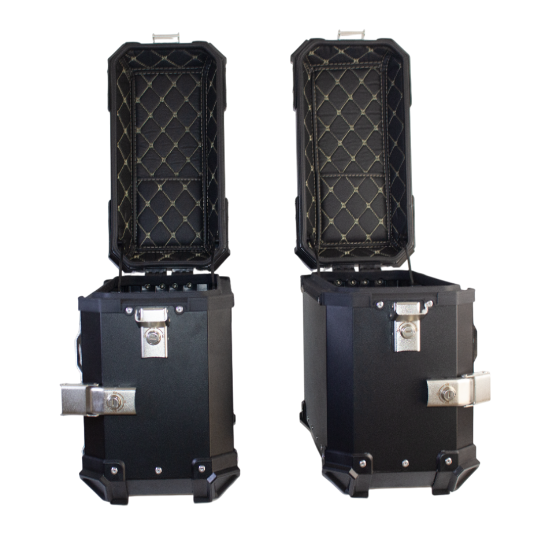 Maletero Lateral de Lujo Profesional MJW de 38 Litros Aluminio Negro