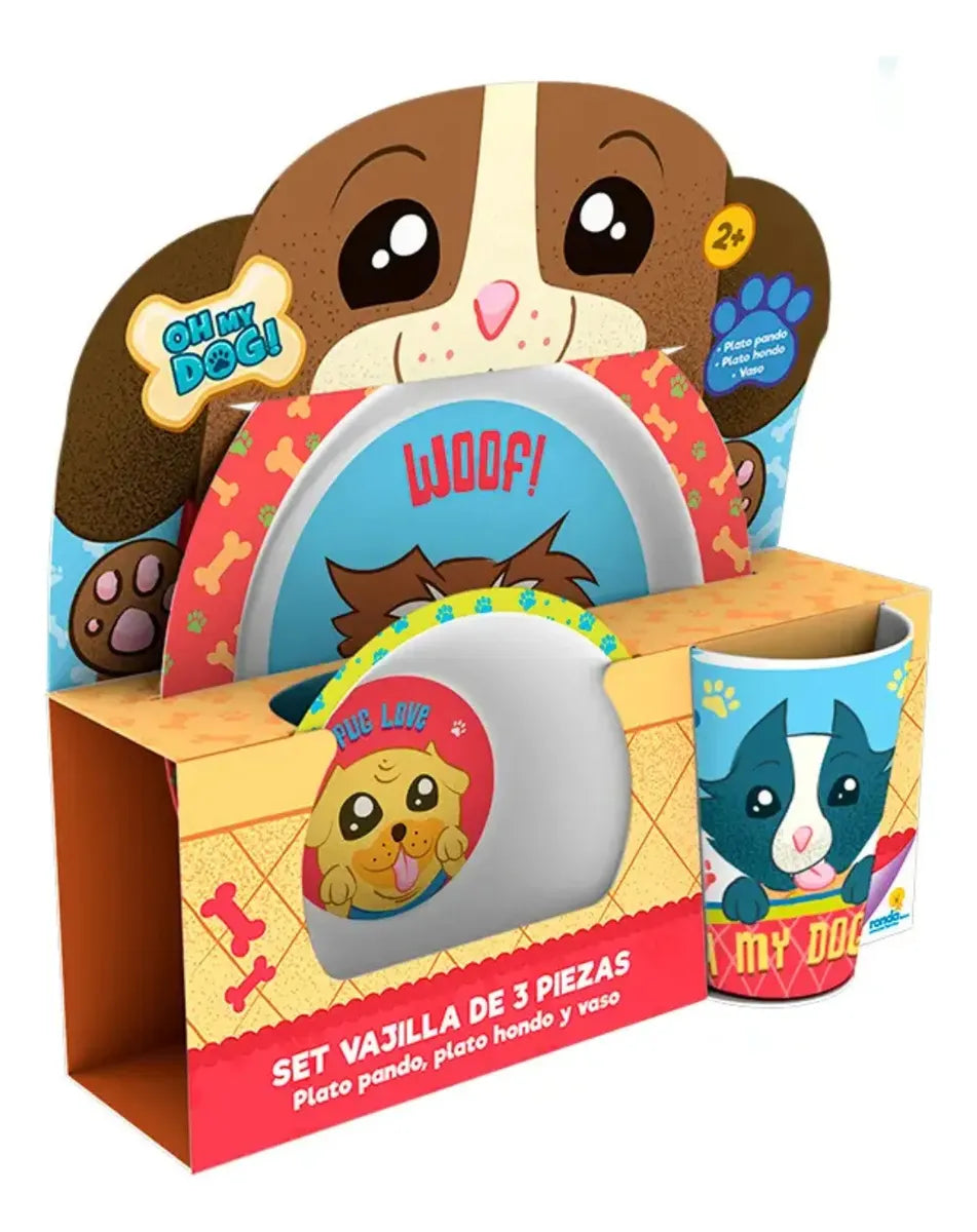 Set Vajilla Infantil Ronda Melamina Para Niños X 3 Piezas