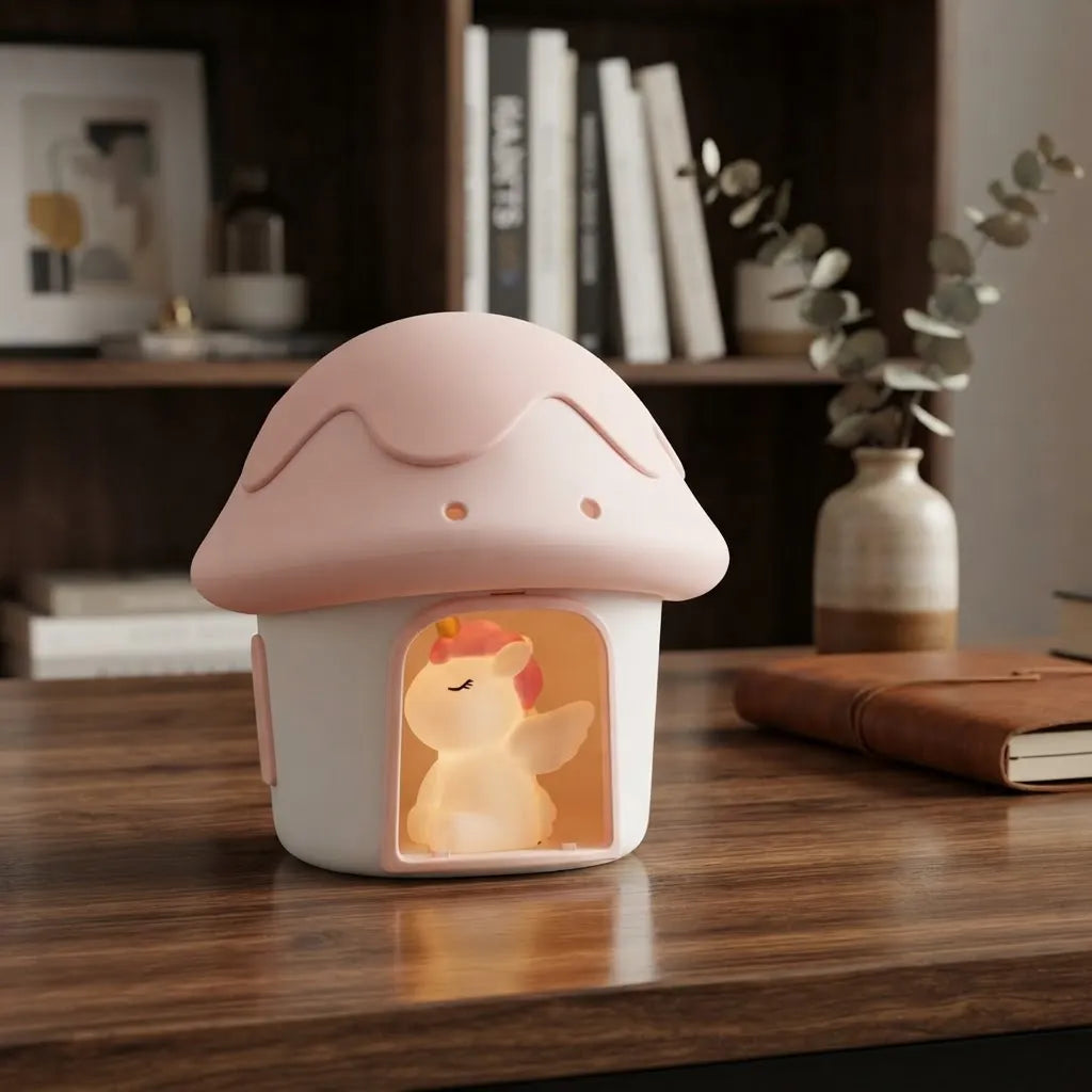 Lámpara De Mesa diseño Casa Unicornio Estrellas Para Niñas