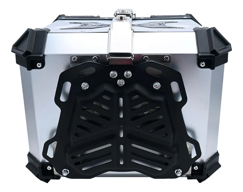 Maletero Premium MJW 45 Litros Aluminio Negro Plateado