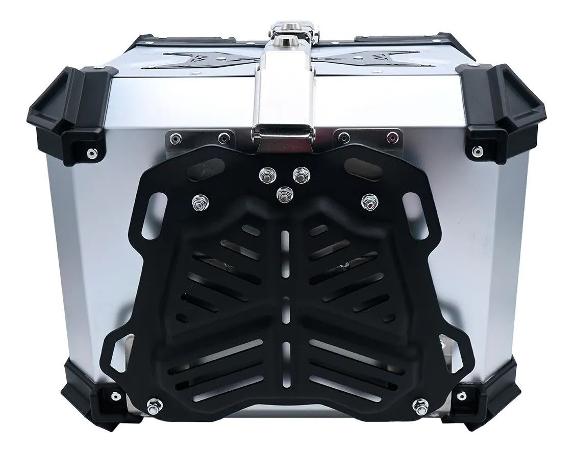 Maletero Premium MJW 45 Litros Aluminio Negro Plateado