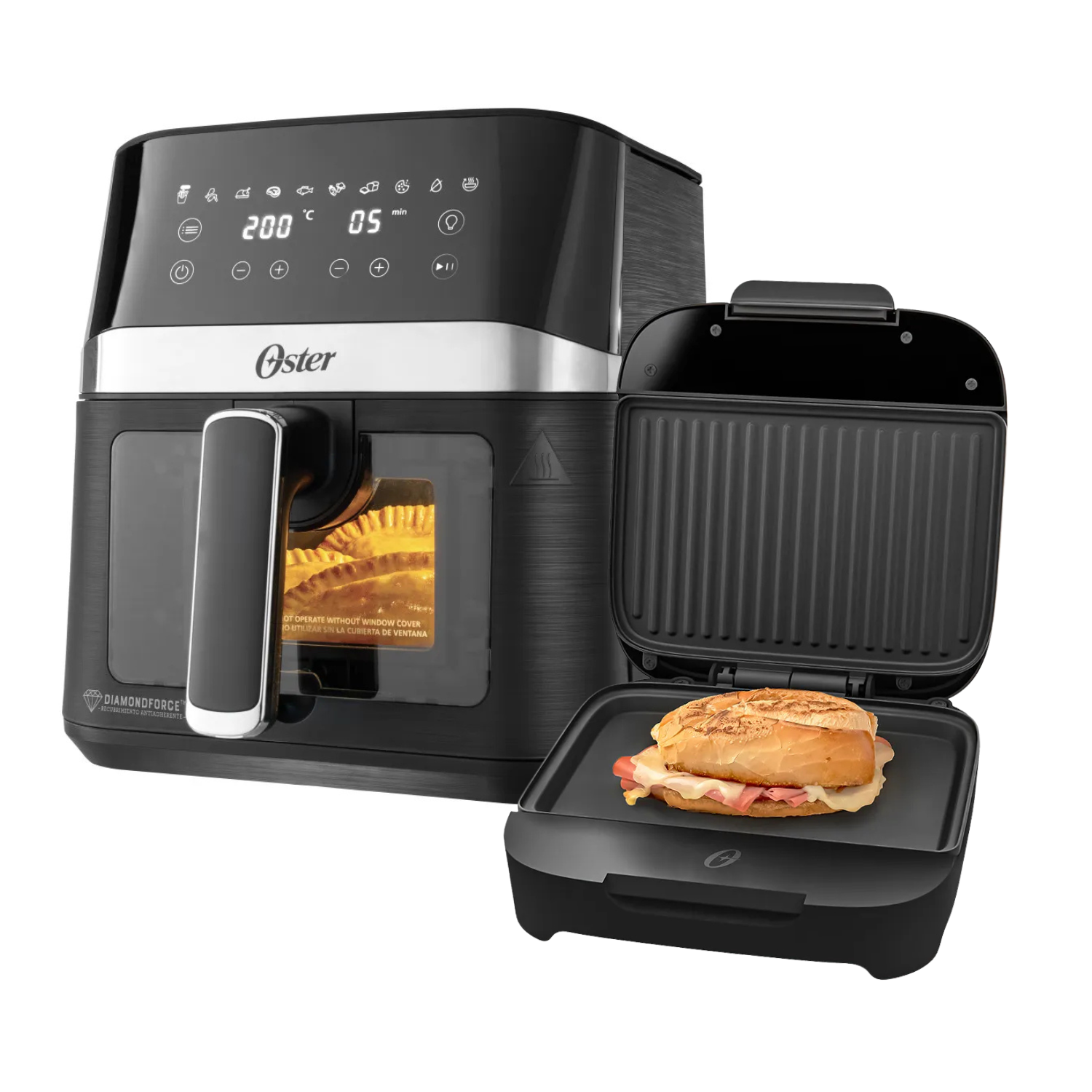 Combo Oster: Air fryer Digital 4lts  Diamondforce + Sanduchera Panini
