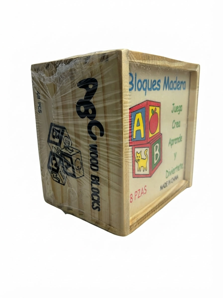 Cubo Didáctico de Madera ABC con 48 Piezas y Estuche Contenedor