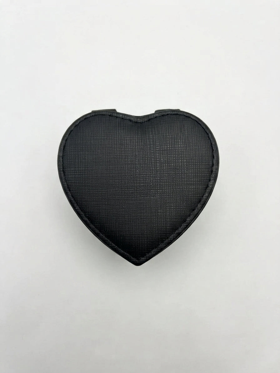 Joyero Portátil en Forma de Corazón con Espejo y Ranuras para Anillos