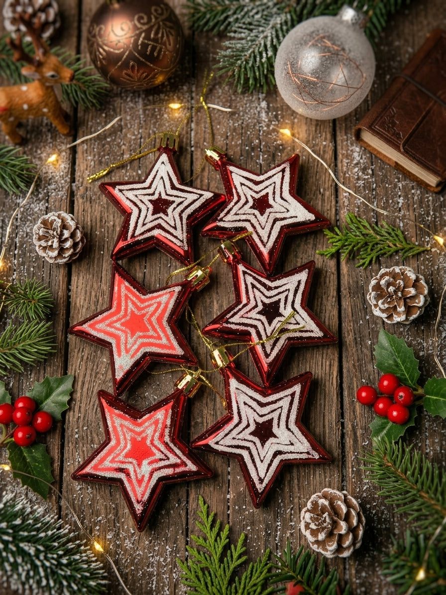Set De Adornos Colgantes De Estrella Navideña X6
