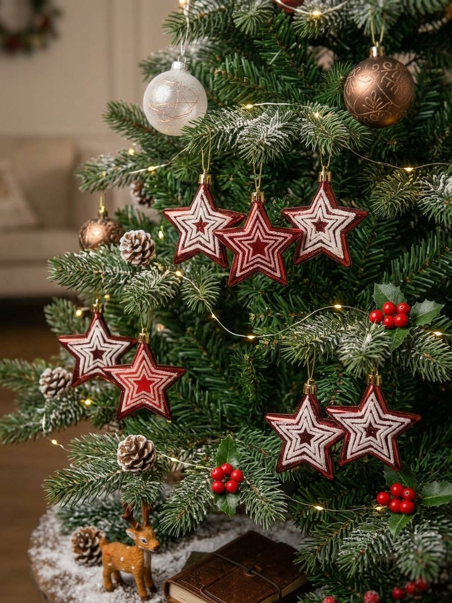 Set De Adornos Colgantes De Estrella Navideña X6
