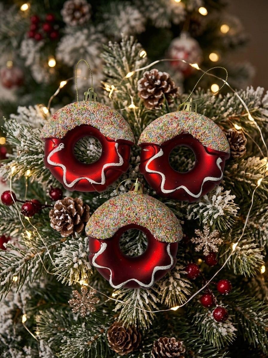 Set de Adornos Colgantes Navideños Dona De 8cm x3