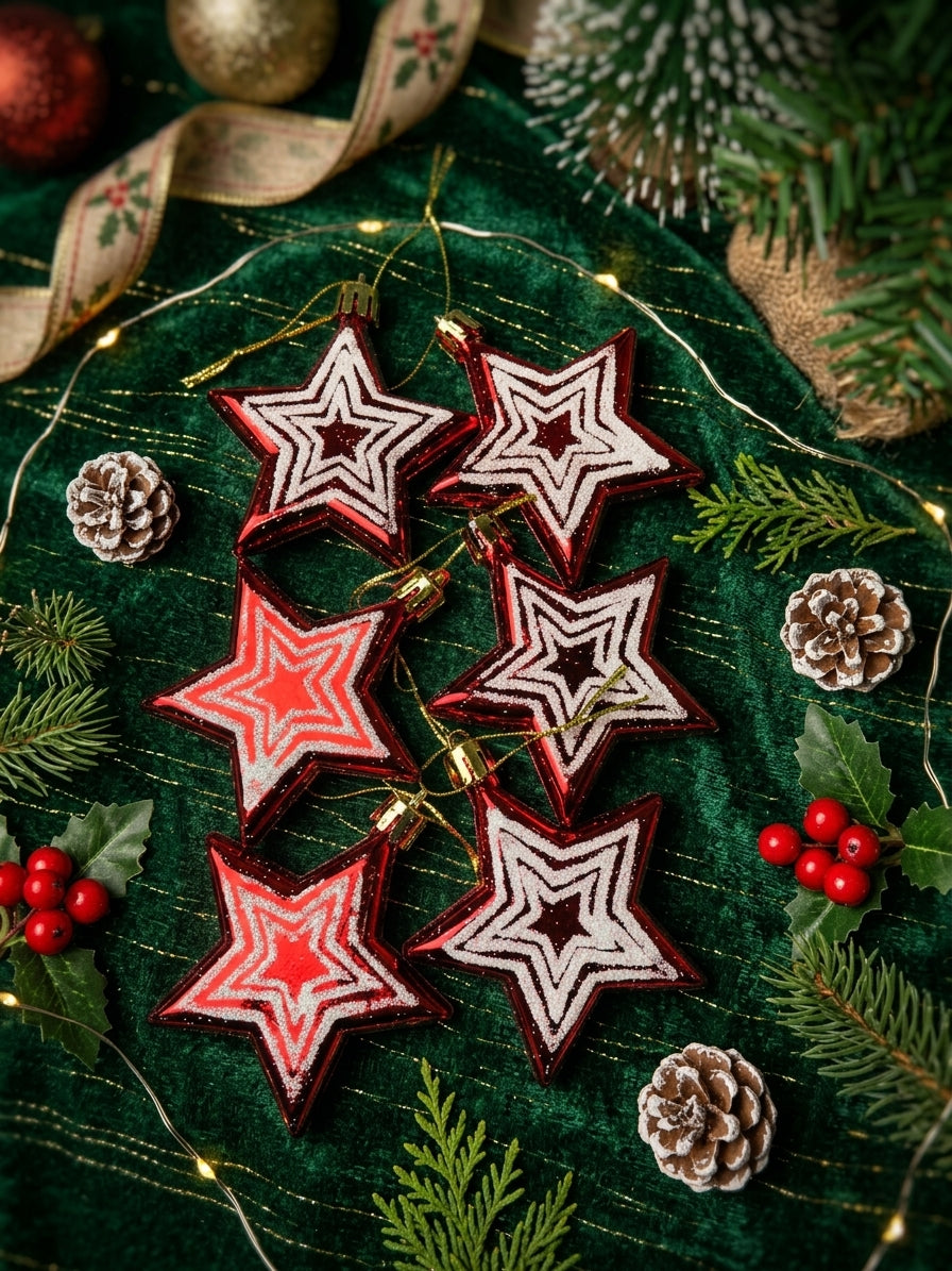 Set De Adornos Colgantes De Estrella Navideña X6