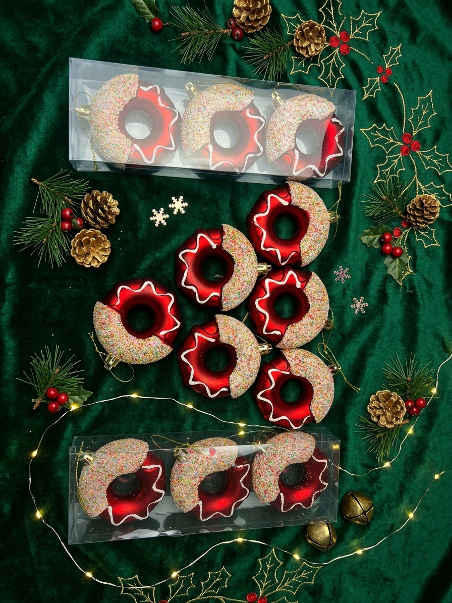 Set de Adornos Colgantes Navideños Dona De 8cm x3