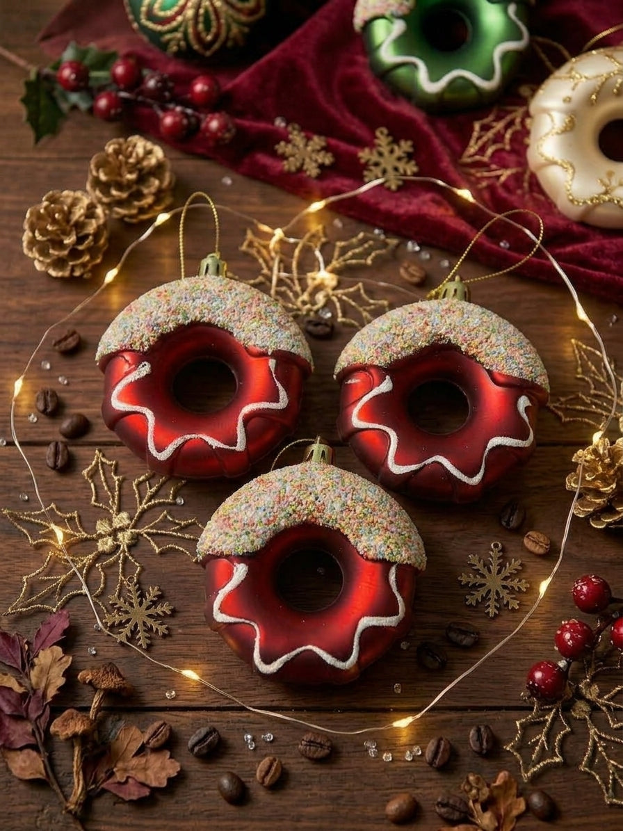 Set de Adornos Colgantes Navideños Dona De 8cm x3