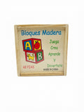 Cubo Didáctico de Madera ABC con 48 Piezas y Estuche Contenedor
