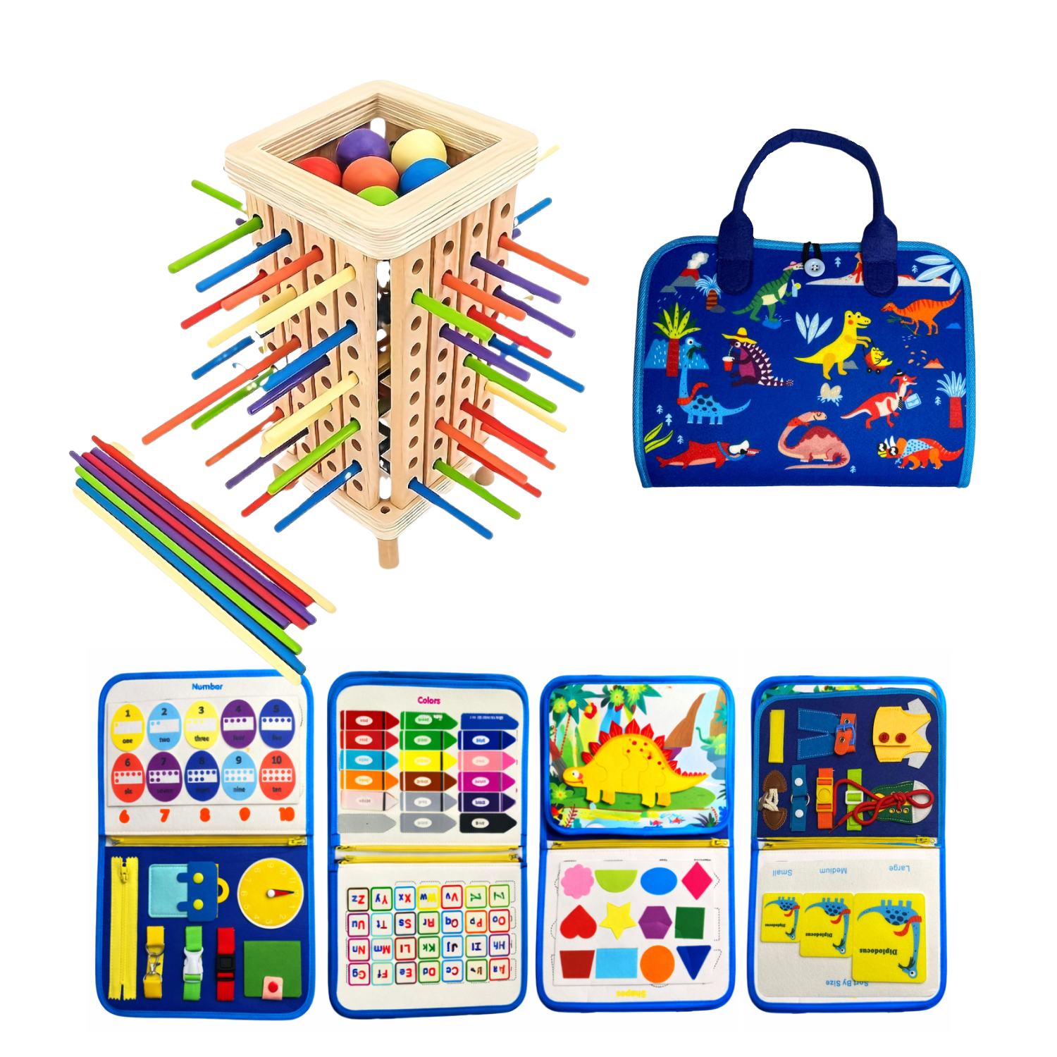 Kit Sensorial Montessori 2 En 1 Torre + Libro Didáctico