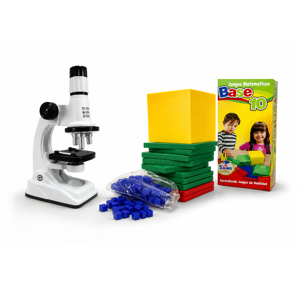 Kit Escolar Didáctico Microscopio Juego Matemático Base 10