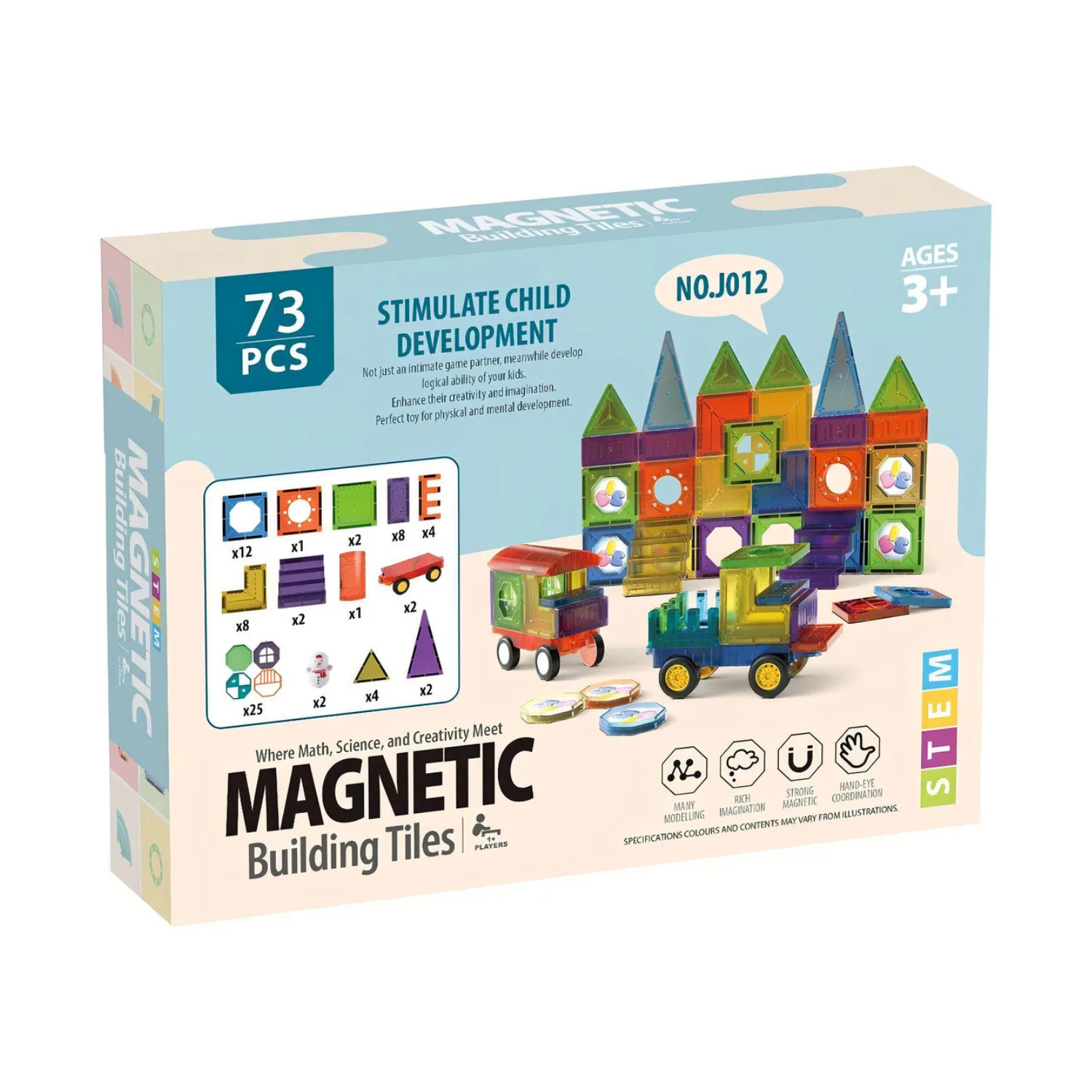 73 Piezas Bloques Fichas Magnéticas / Juguete de Construcción