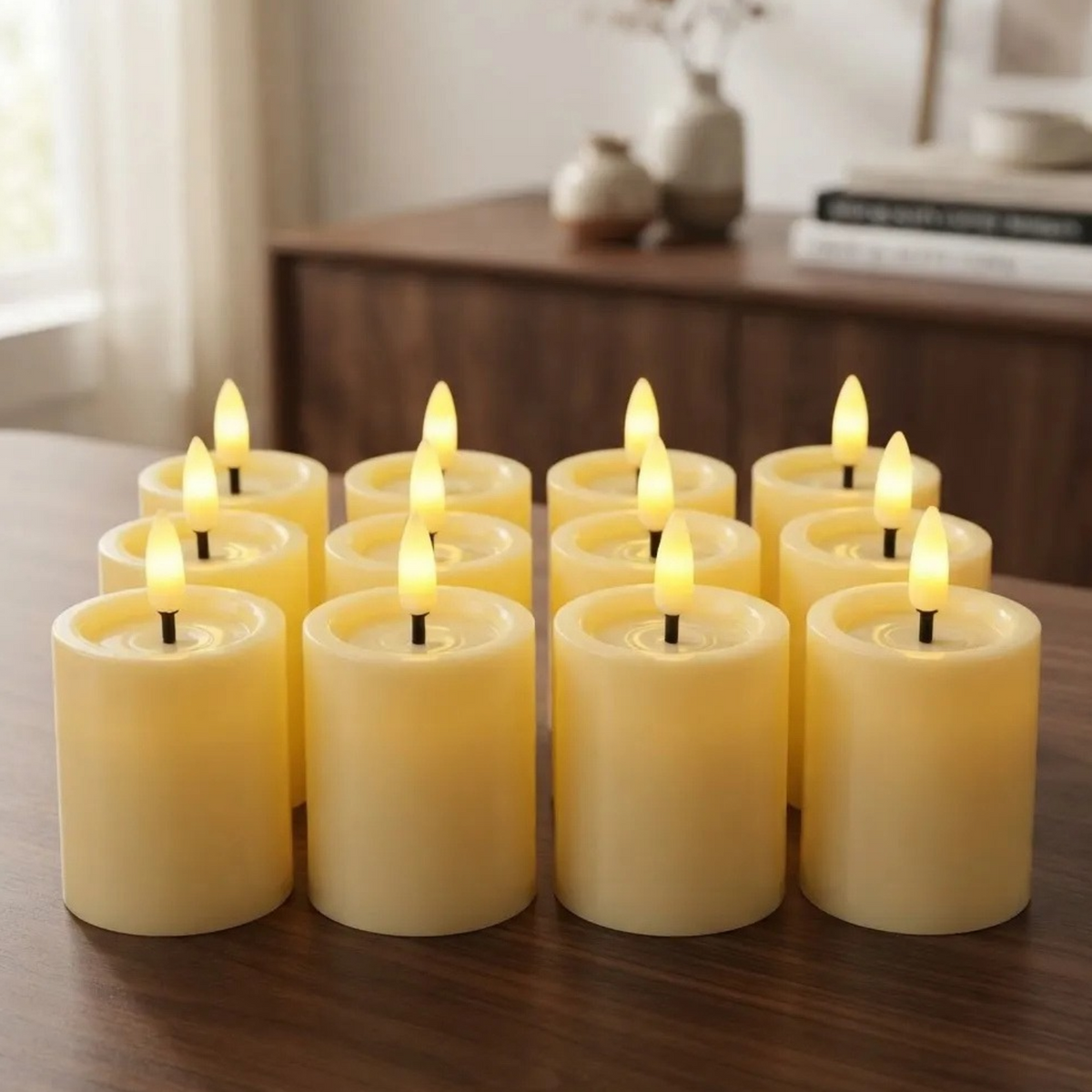 12 Velas Led 10 Cm Multifuncional Luz Amarilla Con Pila