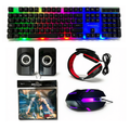 Combo Gamer 5 En 1 Teclado Mouse Audífonos Parlantes Pad