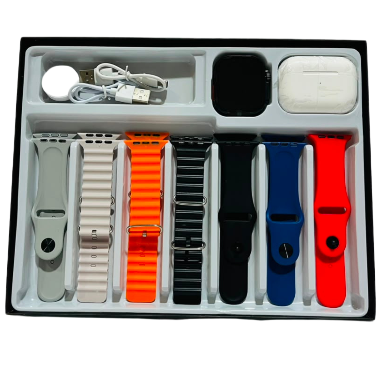 Combo Smartwatch + Audífonos Bluetooth + 7 Correas