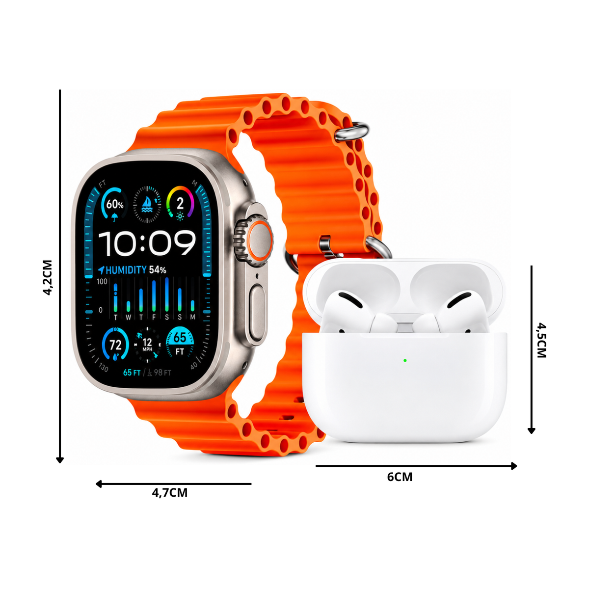 Combo Smartwatch + Audífonos Bluetooth + 7 Correas